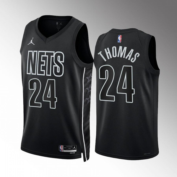 Men%27s Brooklyn Nets #24 Cam Thomas 2022-23 Black Statement Edition Stitched Basketball Jersey->atlanta hawks->NBA Jersey